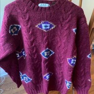 Rogue maroon diamond knitted wool sweater